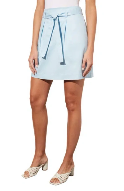 Ming Wang Belted Pleated A-line Twill Skirt