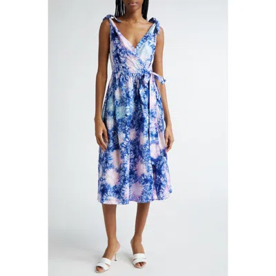 Busayo Funbi Tie Dye Cotton Midi Wrap Dress