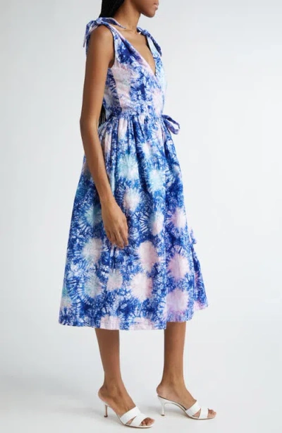 Busayo Funbi Tie Dye Cotton Midi Wrap Dress