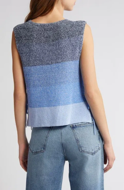 Rag & Bone Kati Stripe Side Tie Sleeveless Cotton Blend Sweater