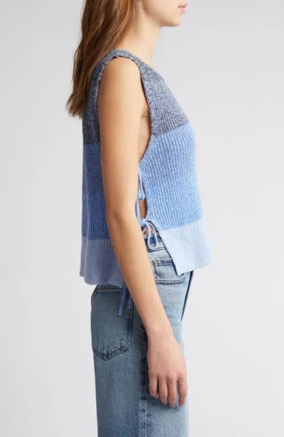 Rag & Bone Kati Stripe Side Tie Sleeveless Cotton Blend Sweater