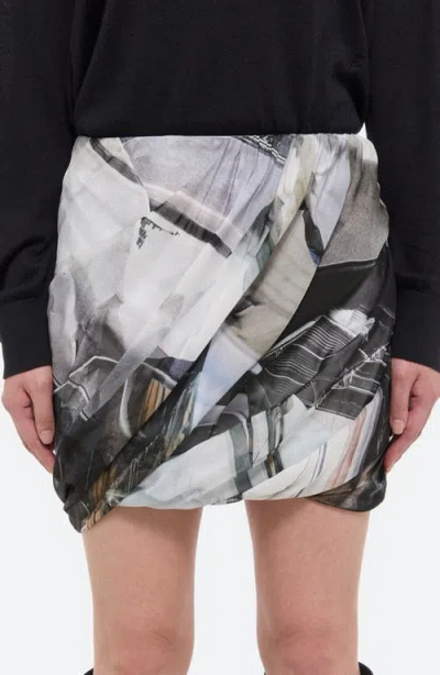 Helmut Lang Print Bubble Silk Miniskirt