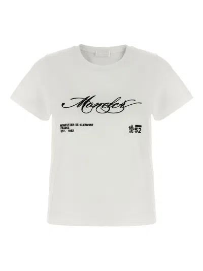 Moncler Intricate Embroidery Detail Cotton Jersey T-shirt In White