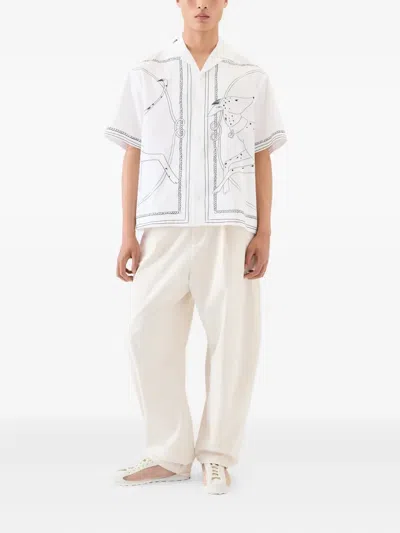 Jacquemus Dog Embroidered Collar Graphic Print Shirt In White