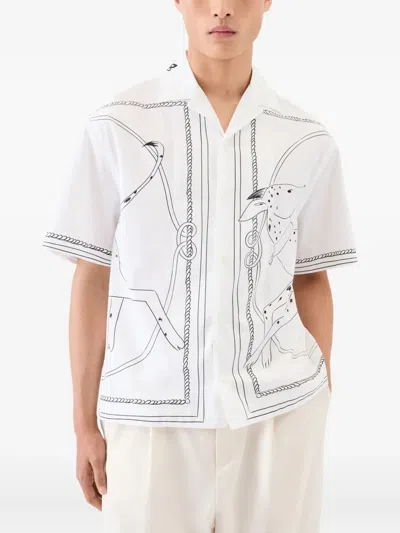 Jacquemus Dog Embroidered Collar Graphic Print Shirt In White