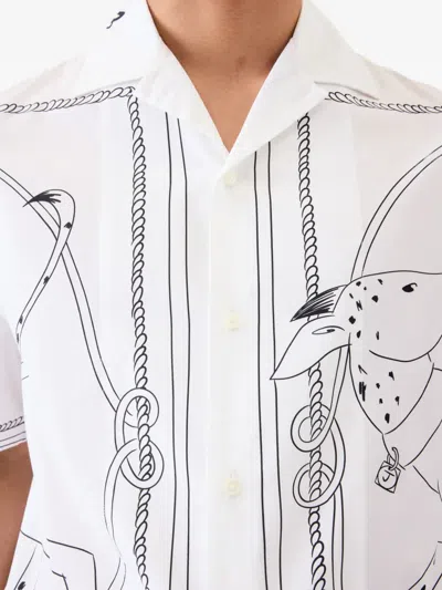 Jacquemus Dog Embroidered Collar Graphic Print Shirt In White