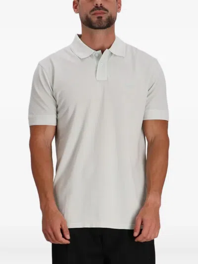 Hugo Boss Beige Embroidered Polo In White