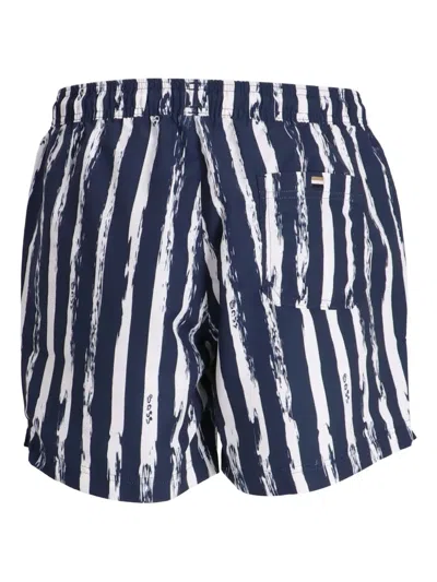 Hugo Boss Gestreifte Shorts Mit Kordelzug In Multi