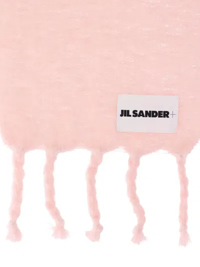 Jil Sander Fringed Scarf Soft Texture In Pink