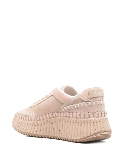 Chloé Nama Textured Leather-trimmed Platform Sneakers