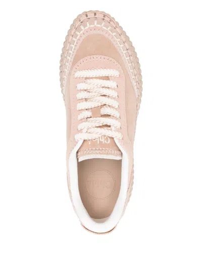 Chloé Nama Textured Leather-trimmed Platform Sneakers