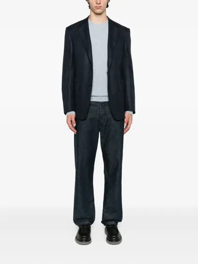 Fedeli Crew Neck Cashmere Sweater In Blue