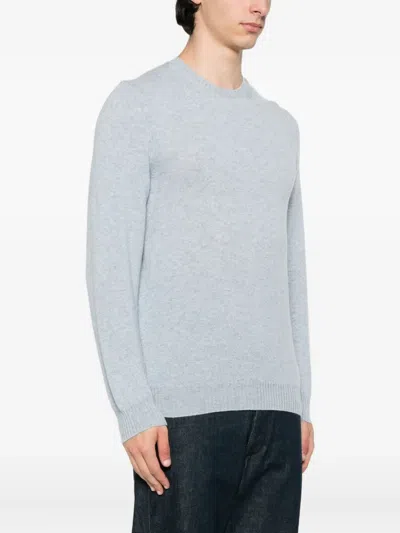 Fedeli Crew Neck Cashmere Sweater In Blue
