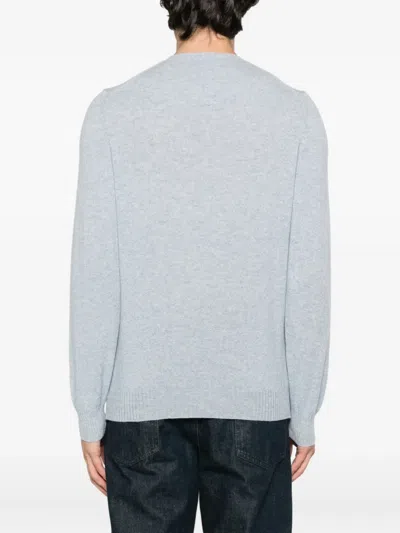 Fedeli Crew Neck Cashmere Sweater In Blue