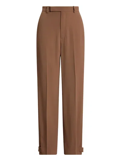 Ralph Lauren Gillian Straight Tailored Trousers In Brown