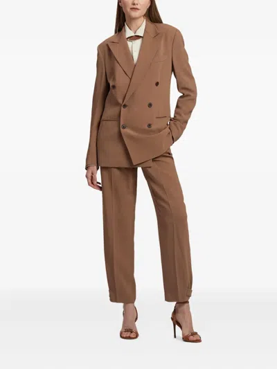 Ralph Lauren Gillian Straight Tailored Trousers In Brown