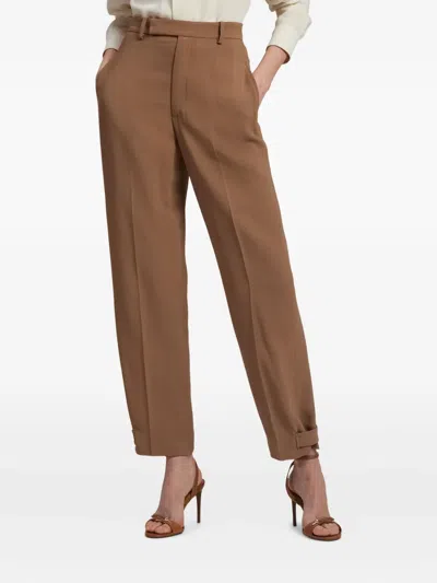Ralph Lauren Gillian Straight Tailored Trousers In Brown