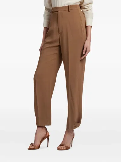 Ralph Lauren Gillian Straight Tailored Trousers In Brown