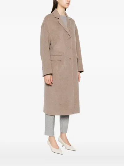 Ermanno Scervino Efezia Button-fastening Flap-pocket Coat In Brown