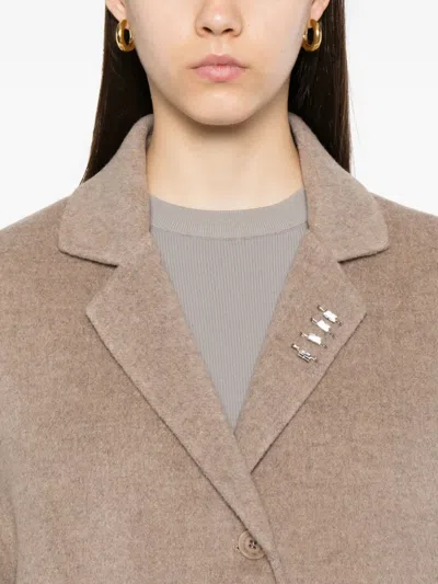 Ermanno Scervino Efezia Button-fastening Flap-pocket Coat In Brown