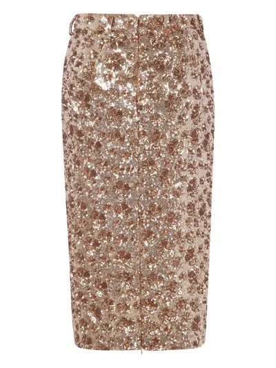 N°21 Sequin Embellished Midi Skirt In Brown
