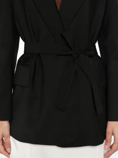 Max Mara Belted Wrap Jacket In Black