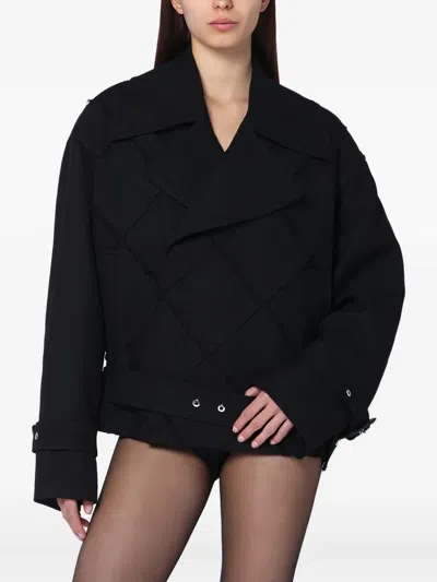 Namacheko Quilted Waist Trench Coat In Black