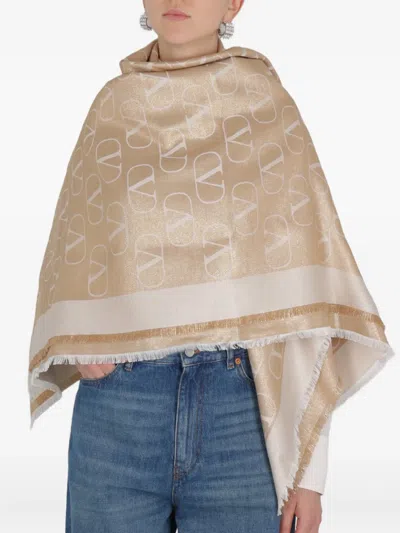 Valentino Schal Mit Monogramm In Brown