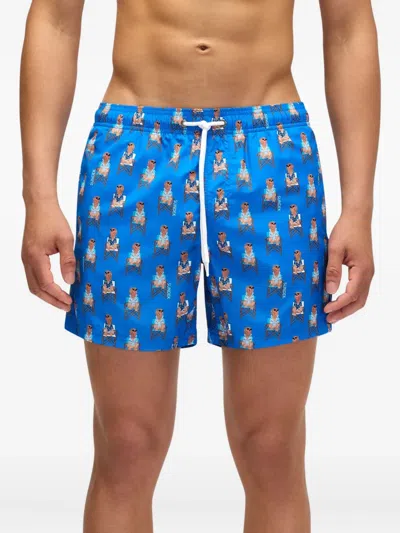 Sundek X Pelo Foundation Dog-print Swim Shorts In Blue
