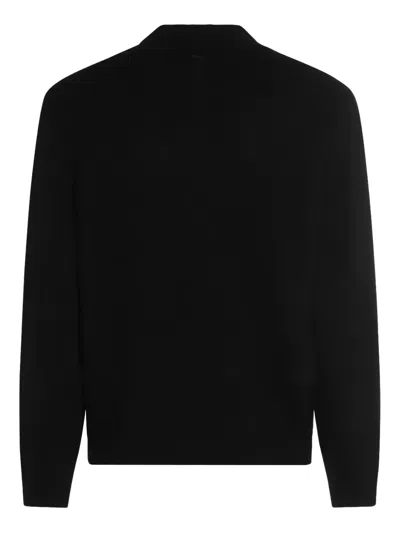 Canali Quarter Zip Wool Sweater In Black
