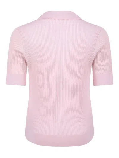 Max Mara Sequined Wool And Silk Polo Shirt In Pink