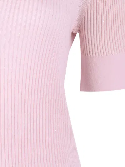 Max Mara Sequined Wool And Silk Polo Shirt In Pink