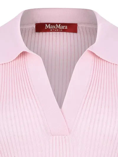 Max Mara Sequined Wool And Silk Polo Shirt In Pink