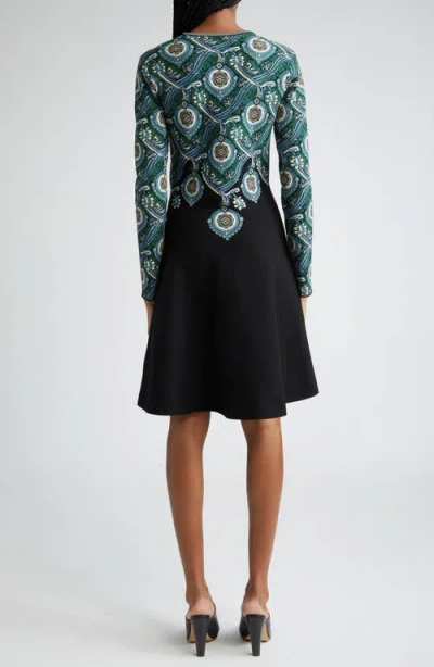 Etro Medallion Knit Jersey Long-sleeve Swing Dress