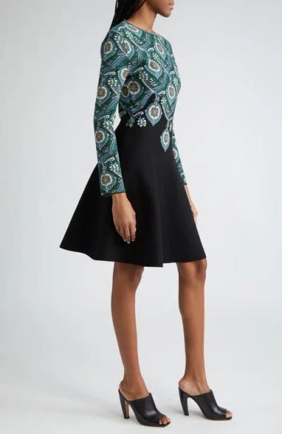 Etro Medallion Knit Jersey Long-sleeve Swing Dress
