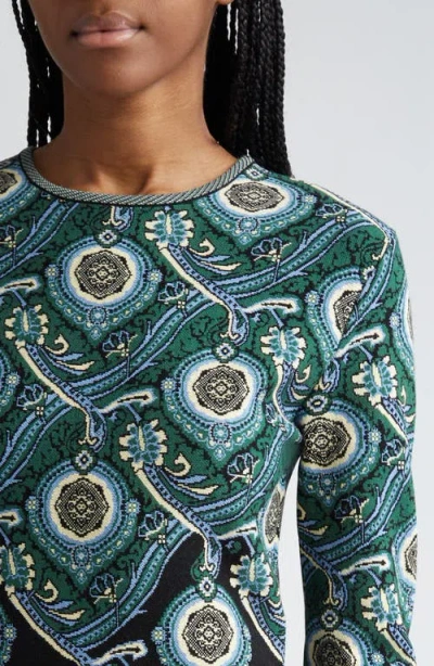 Etro Medallion Knit Jersey Long-sleeve Swing Dress