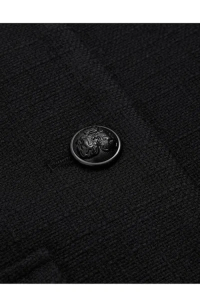 Reiss Black Cropped Wool Single Breasted Jacket