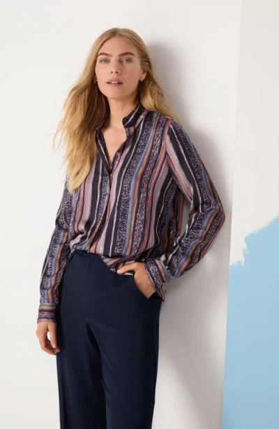 Nic + Zoe Nic+zoe Animal Stripe Half Button Shirt