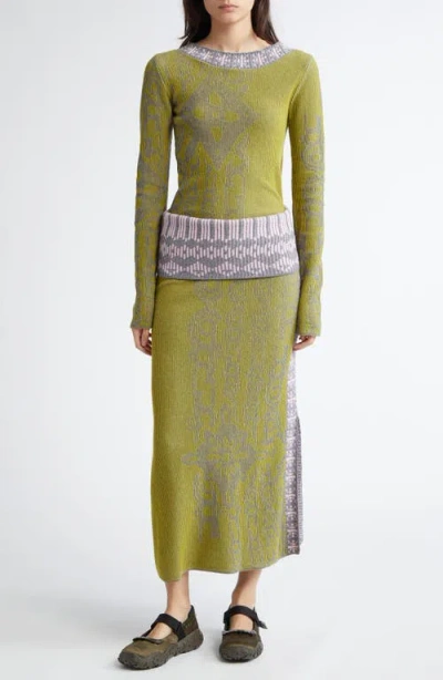 Paolina Russo Illusion Wool Maxi Sweater Skirt