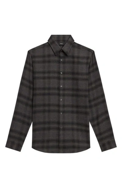 Theory Irving Plaid Cotton Flannel Button-up Shirt
