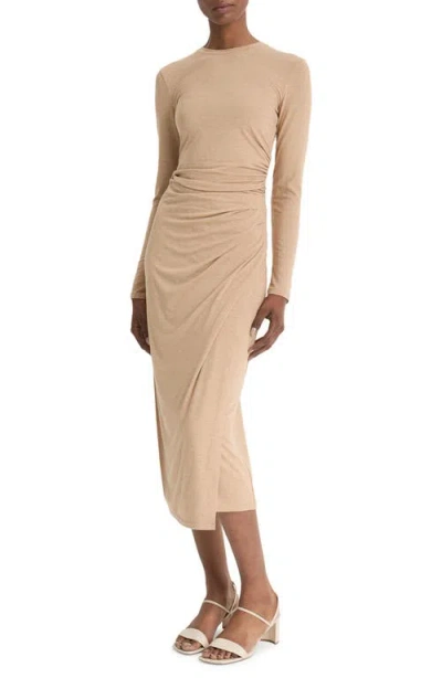 Vince Side Drape Long-sleeve Crewneck Top