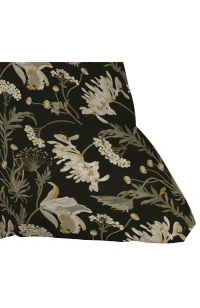 Deny Designs Poesie Garden Throw Pillow In Black