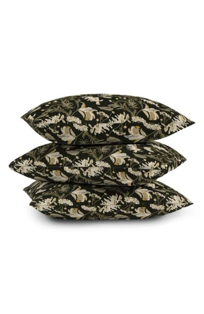 Deny Designs Poesie Garden Throw Pillow In Black