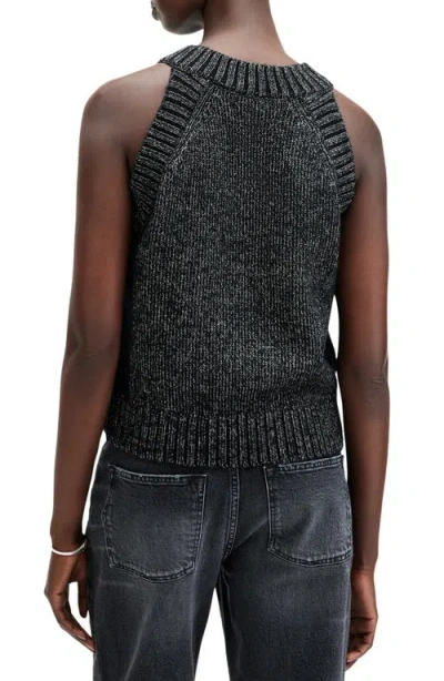 Allsaints Sabrina Metallic Merino Wool Blend Sweater Tank In Black
