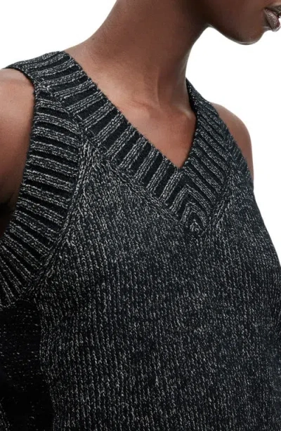 Allsaints Sabrina Metallic Merino Wool Blend Sweater Tank In Black