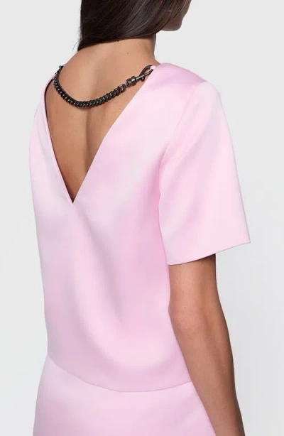 Rebecca Minkoff Wren Chain Short Sleeve Satin Top In Pink