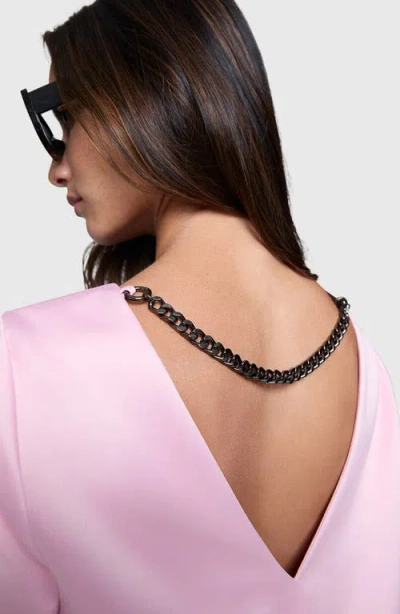 Rebecca Minkoff Wren Chain Short Sleeve Satin Top In Pink