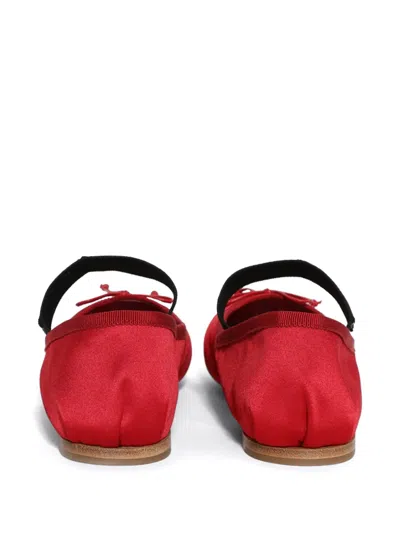 Miu Miu Bow Ballet Shoes With Front In Red