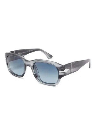 Persol Striped Rectangle-frame Sunglasses In Gray