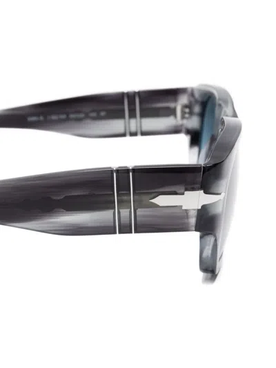 Persol Striped Rectangle-frame Sunglasses In Gray